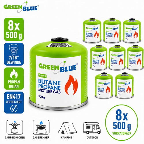 Gaskartusche 500g propan - gaskartusche, x8